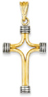 14K Two-Tone Cross Pendant for Men with Rhodium