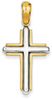 14K Two-Tone Gold White in Yellow Cross Pendant for Men