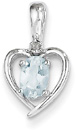 14K White Gold Aquamarine and Diamond Heart Pendant