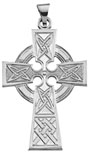 14K White Gold Men's Celtic Knot Cross Pendant