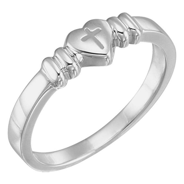 Chastity Cross Heart Ring in Sterling Silver