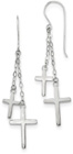 14K White Gold Dangle Cross Earrings