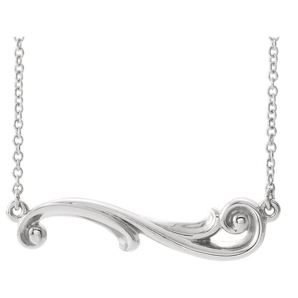 Sterling Silver Free-Form Paisley Bar Necklace