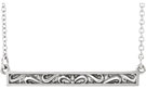14K White Gold Paisley Scroll Bar Necklace, 18 Inches