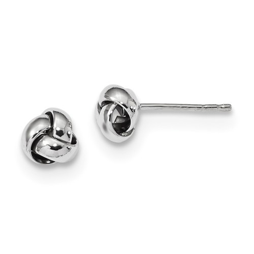 14K White Gold Polished Love Knot Earrings