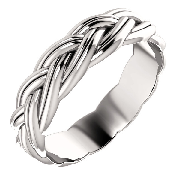 Platinum Sculpted Braided Wedding Band Ring