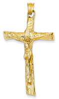 14K Yellow Gold Satin Crucifix Pendant