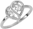 3 and 1 Diamond and White Gold Heart Ring