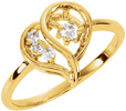 3 and 1  Diamond Heart Ring in Gold