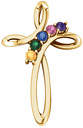 5-Stone Personalized Family Gemstone Cross Pendant in 14K Yellow Gold