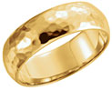 6mm 14K Gold Half-Round Hammered Wedding Band Ring