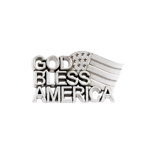 God Bless America 14K White Gold Lapel Pin