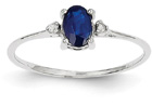 Blue Sapphire and Diamond Birthstone Ring, 14K White Gold