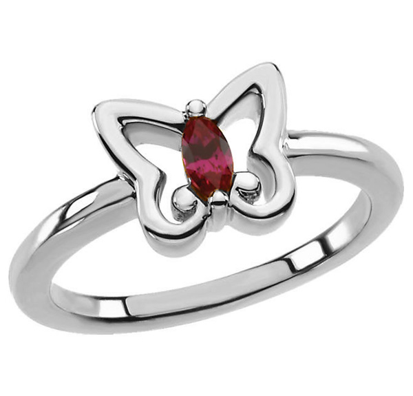 Butterfly Ring with Marquise Garnet Gemstone