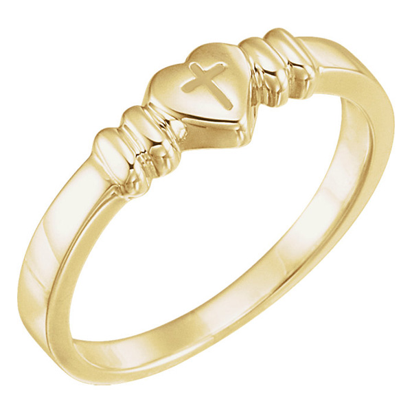 Chastity Cross Heart Ring in 14K Gold