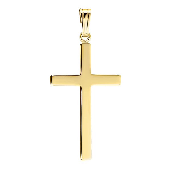 14k gold polished cross pendant