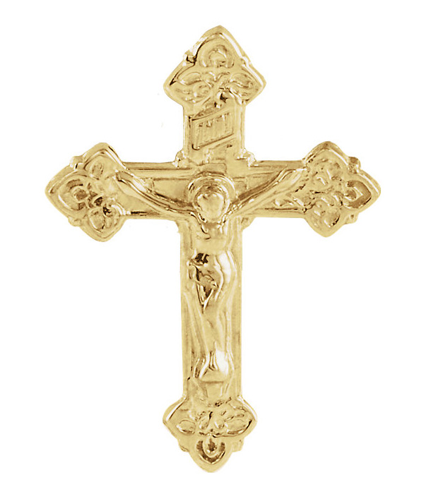 Crucifix Lapel Pin, 14K Gold