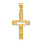 14K Gold Cut-Out Holy Spirit Dove Cross Pendant for Women