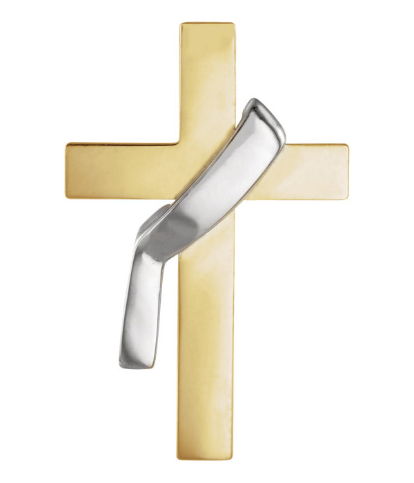 Deacon's Cross Lapel Pin in 14K Two-Tone Gold