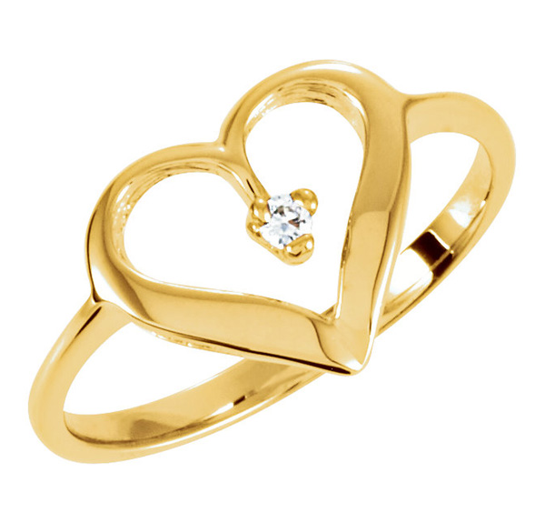 Diamond Accented Heart Ring in Gold