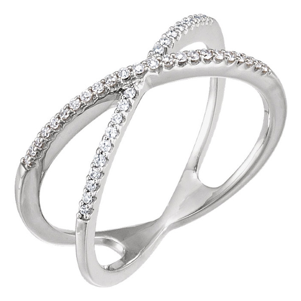 Diamond Criss-Cross Ring, 14K White Gold