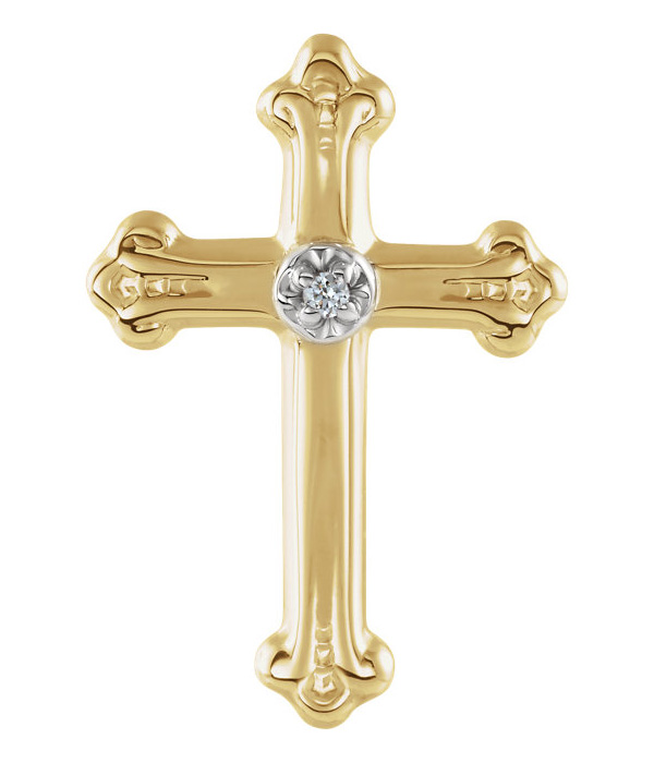 Diamond Cross Lapel Pin in 14K Gold