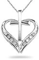 Cross and Heart Necklace in Sterling Silver