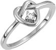 Diamond Love-Knot Heart Ring in White Gold