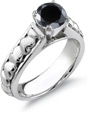 1/2 Carat Black Diamond Heart Ring, 14K White Gold
