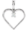 Diamond Solitaire Heart Pendant in White Gold