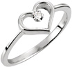 Diamond Solitaire Heart Ring in White Gold