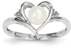 Freshwater Cultured Pearl Heart Ring in 14K White Gold