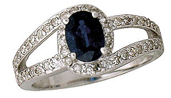 Blue Sapphire and Diamond Wrap Ring, 14K White Gold