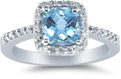 Cushion-Cut Blue Topaz and Diamond Ring