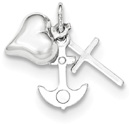 Heart, Anchor and Cross Charm in 14k White Gold