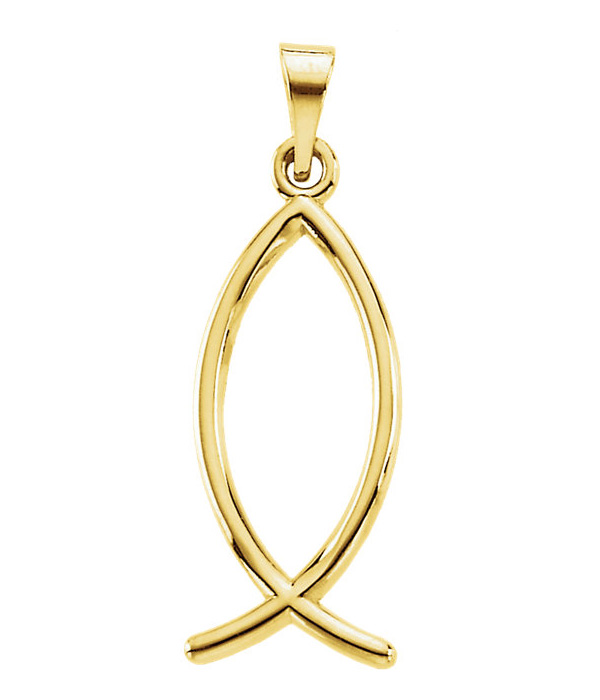 Details about   14K Ichthus Fish with Cross Charm Pendant 