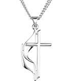 Sterling Silver Methodist Cross Necklace, 1 3/16