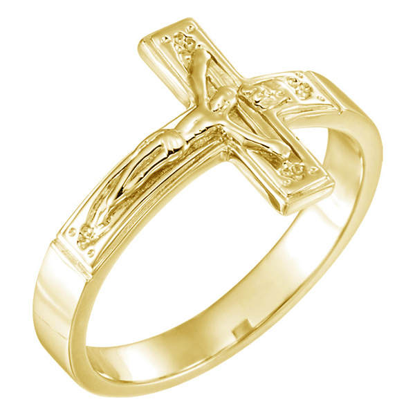 14K Gold Crucifix Ring for Men