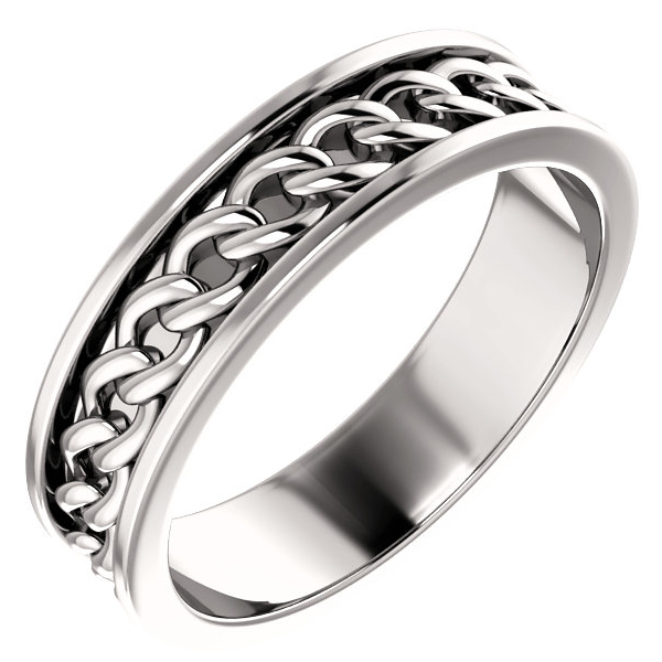 Men's Platinum Link Chain Wedding Band Ring