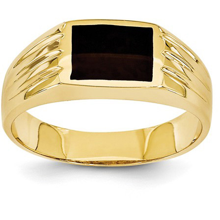 Men's 14K Yellow Gold Black Onyx Ring