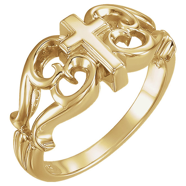 Ornate Design Cross Ring for Women in 14K Gold