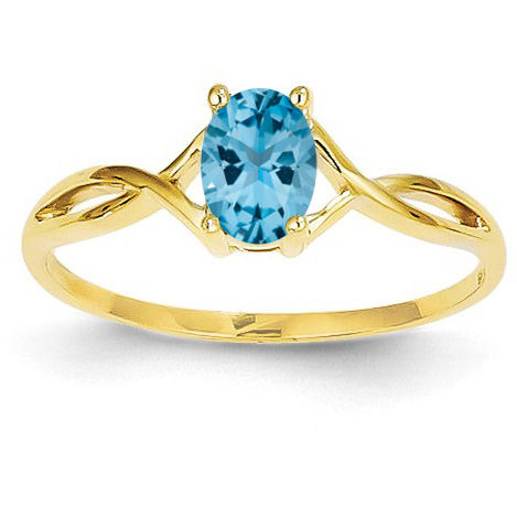 Oval Blue Topaz Birthstone Ring in 14K Gold