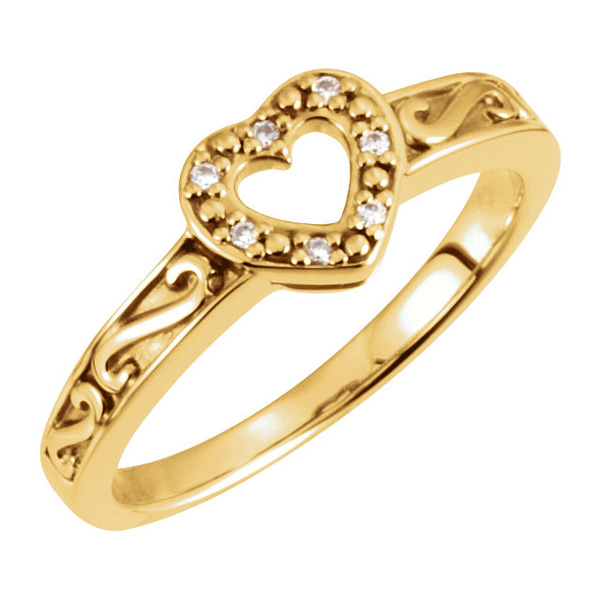 Gold Paisley Scroll Diamond Heart Ring