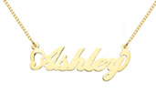 14K Solid Yellow Gold Custom Name Pendant, Ashley Design