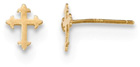Petite Budded Cross Stud Earrings in 14K Yellow Gold