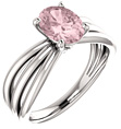 Pink Morganite Trinity Band Ring in 14K White Gold