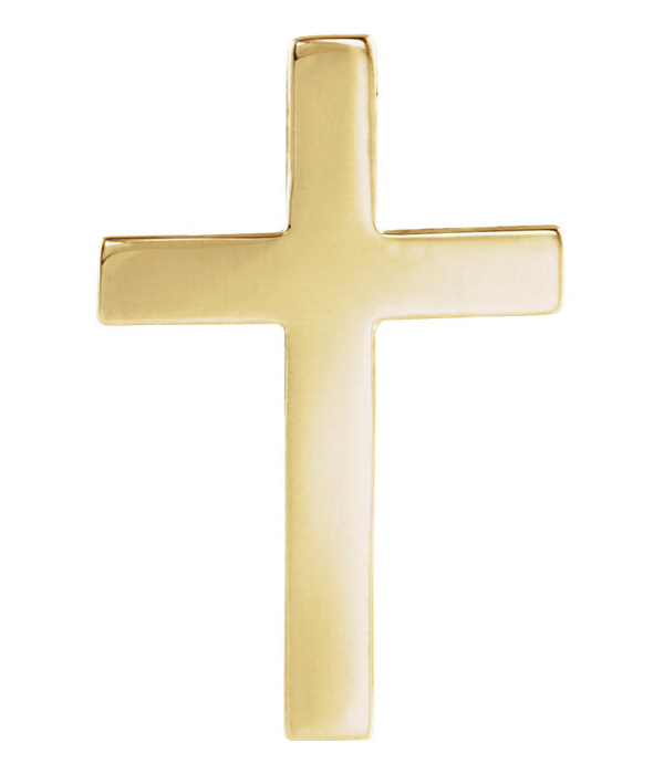 Plain Polished Cross Lapel Pin in 14K Gold