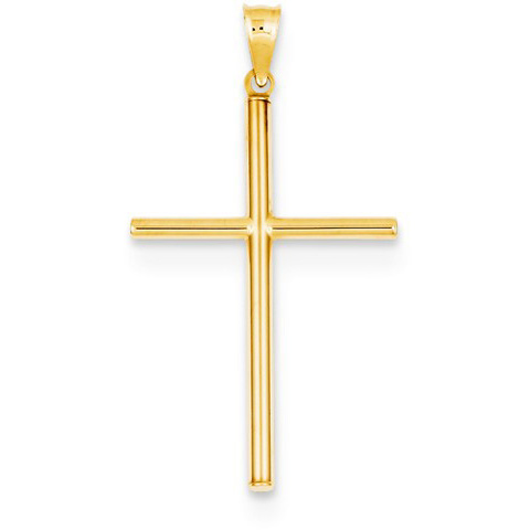 Plain Die-Struck Cross Pendant, 14K Yellow Gold