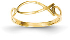 Polished Ichthus Ring in 14K Yellow Gold