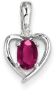 Ruby and Diamond Heart Birthstone Pendant